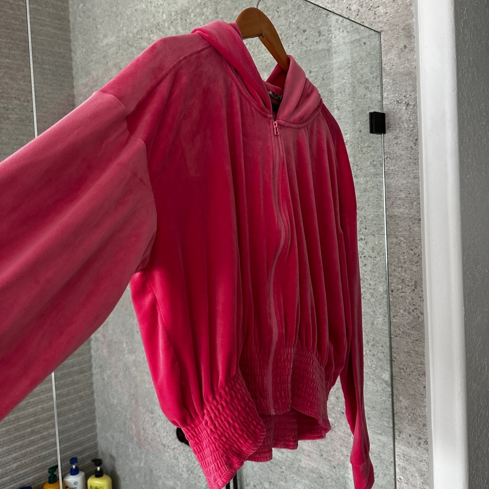 Anthropologie velour full zip track jacket. L